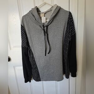 Gray and Black Polka Dot Women's Hoodie